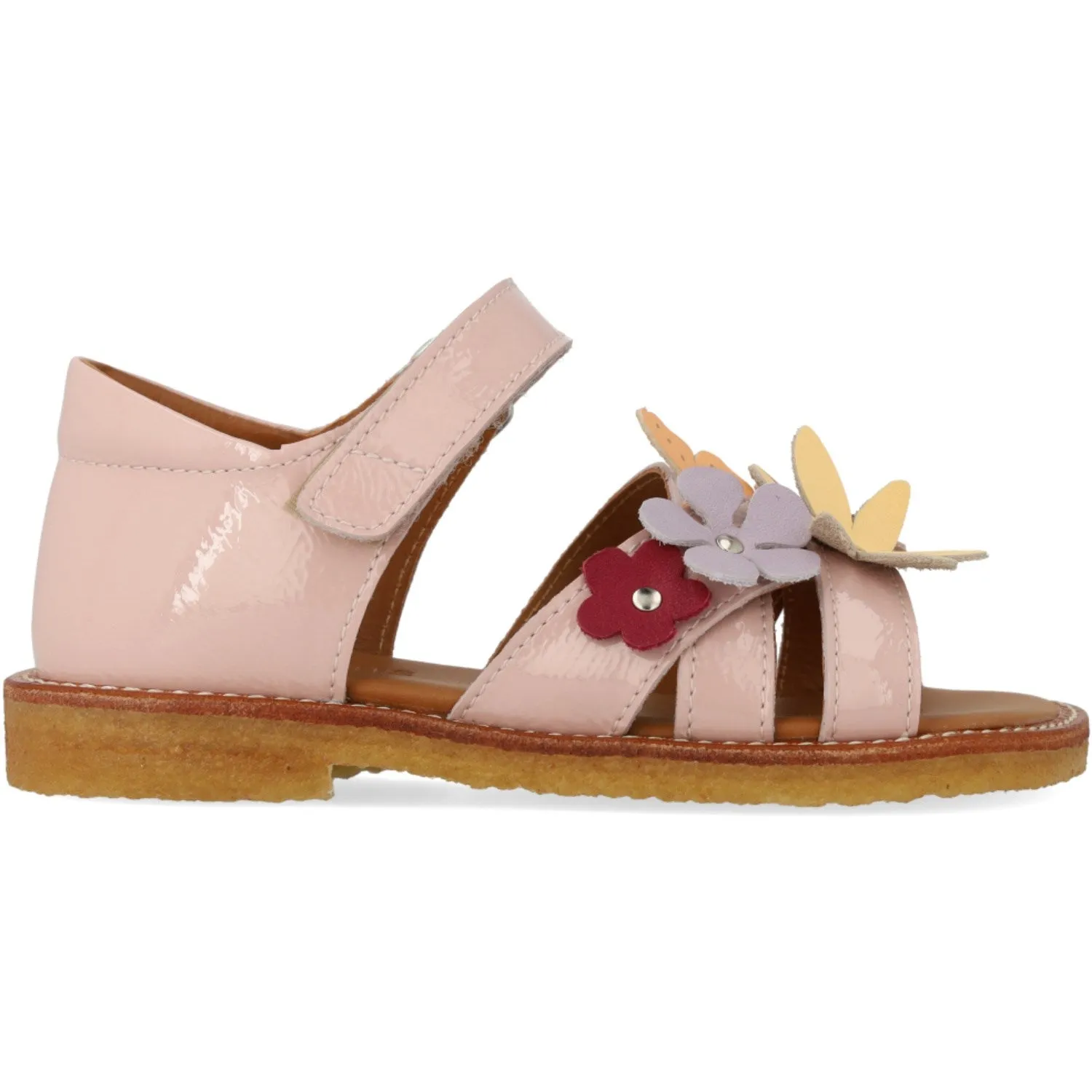 Angulus Rosebud Sandale mit mehrfarbigen Blumenapplikationen