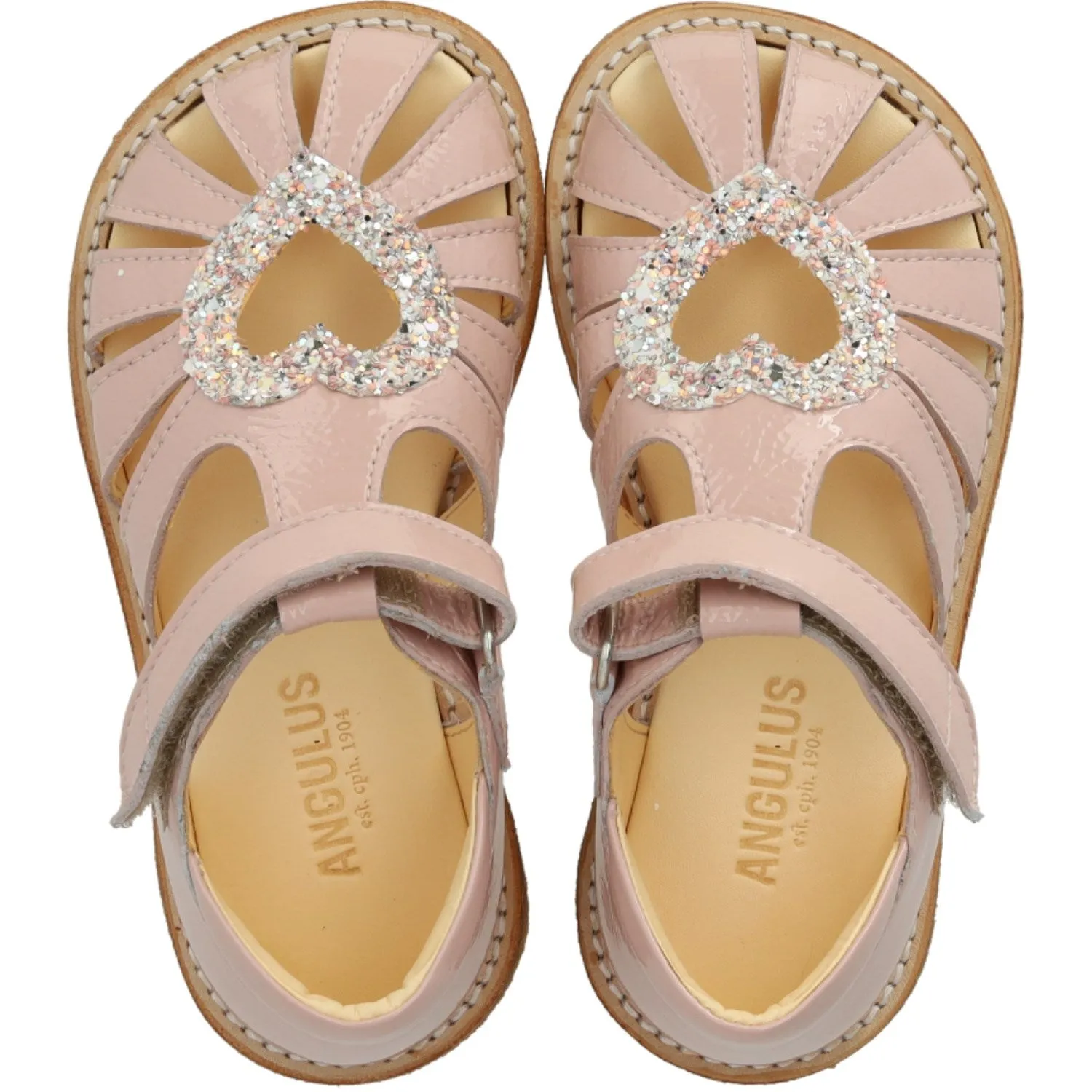 Angulus Rosebud/Rosebud Glitzer Herz-Sandalette mit Glitzerherz