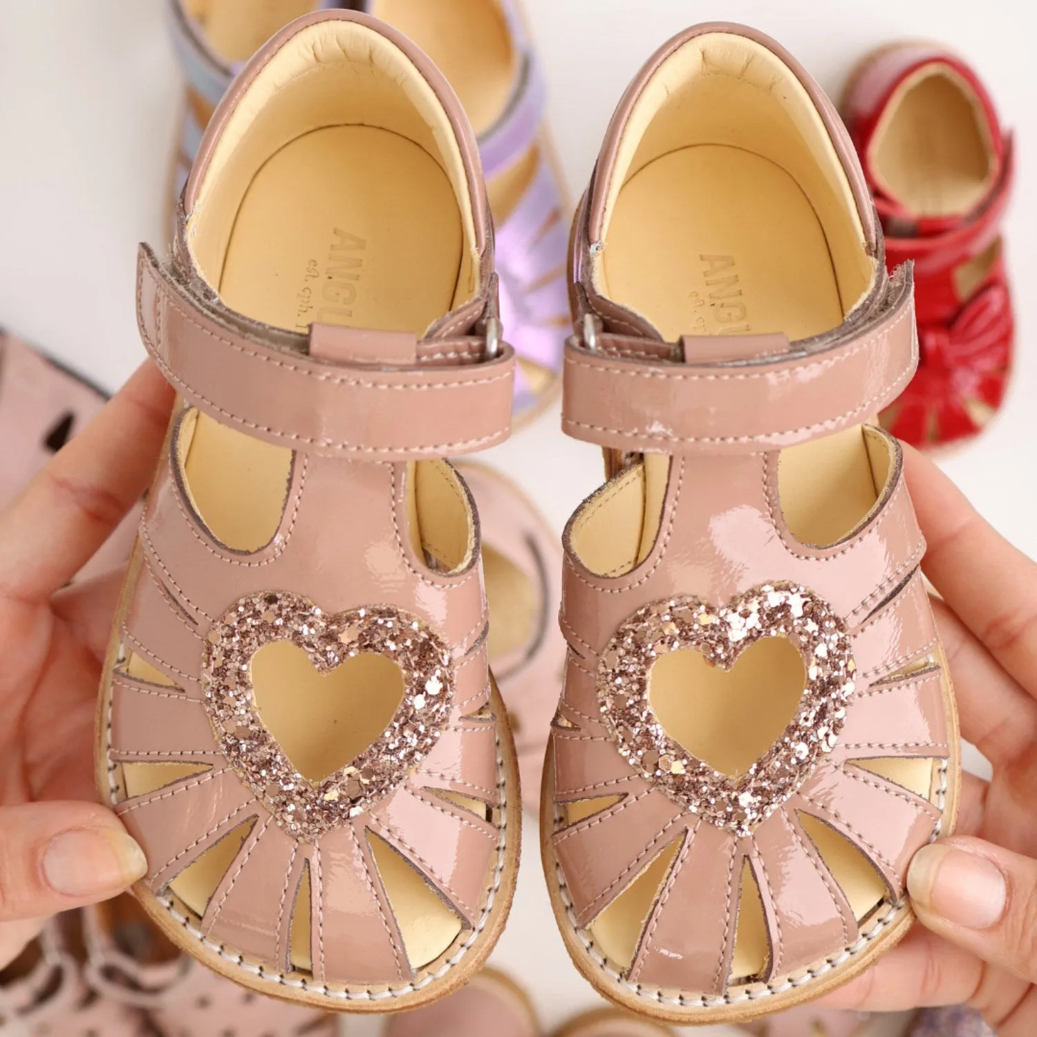 Angulus Rosebud/Rosebud Glitzer Herz-Sandalette mit Glitzerherz