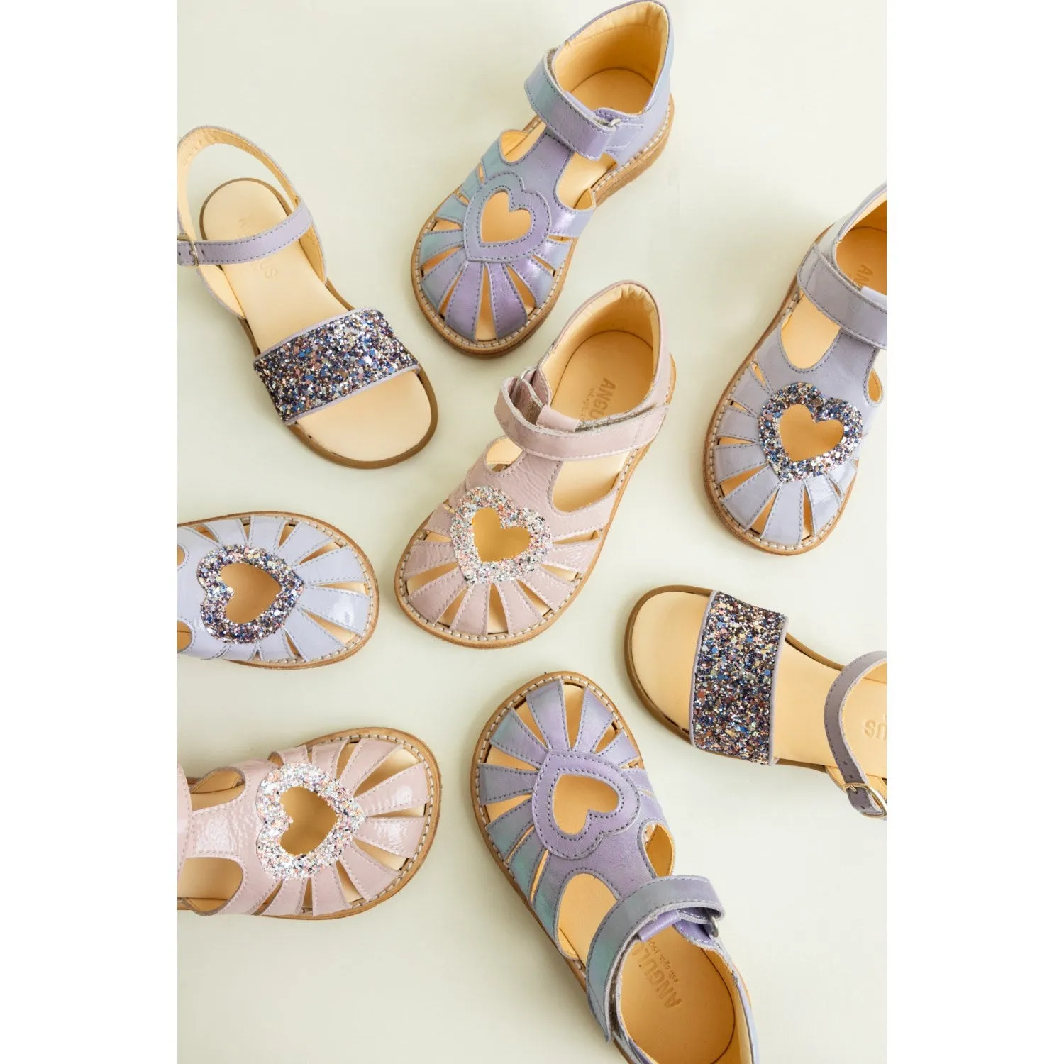Angulus Rosebud/Rosebud Glitzer Herz-Sandalette mit Glitzerherz