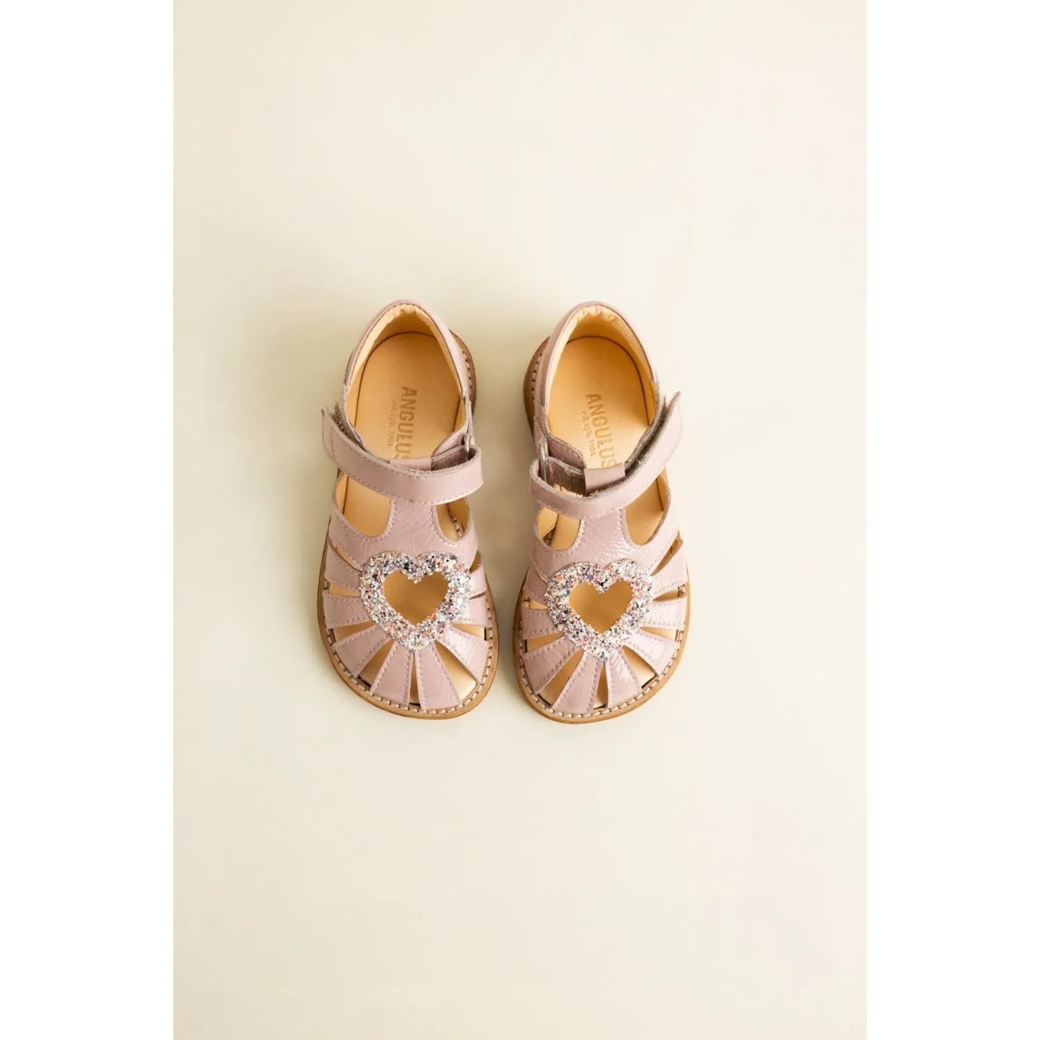 Angulus Rosebud/Rosebud Glitzer Herz-Sandalette mit Glitzerherz