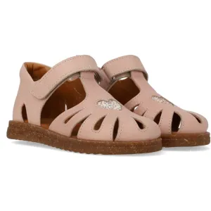 Angulus Rosebud/Rosebud Glitzer Leder Herz Sandale mit funkelndem Glitzerherz
