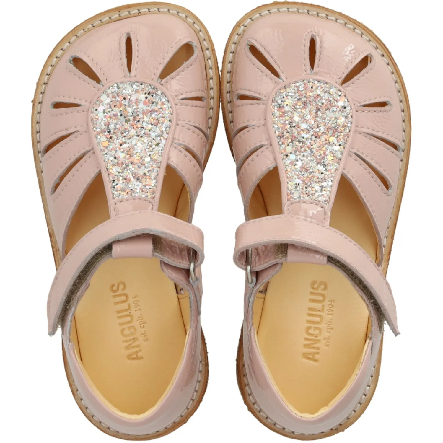 Angulus Rosebud/Rosebud Glitzer-Sandalette mit Tropfen-Detail in funkelndem Glitzer