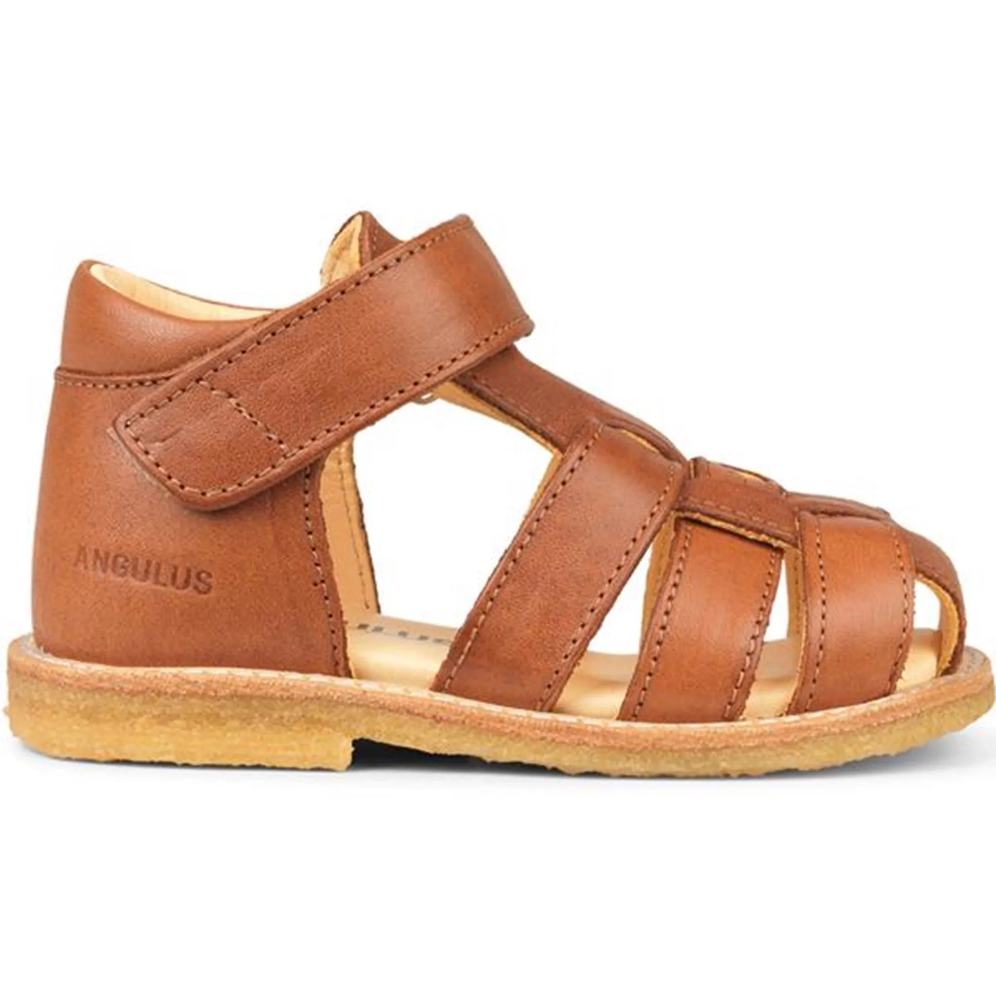 Angulus Sandale mit geschlossener Spitze und Klettverschluss Cognac