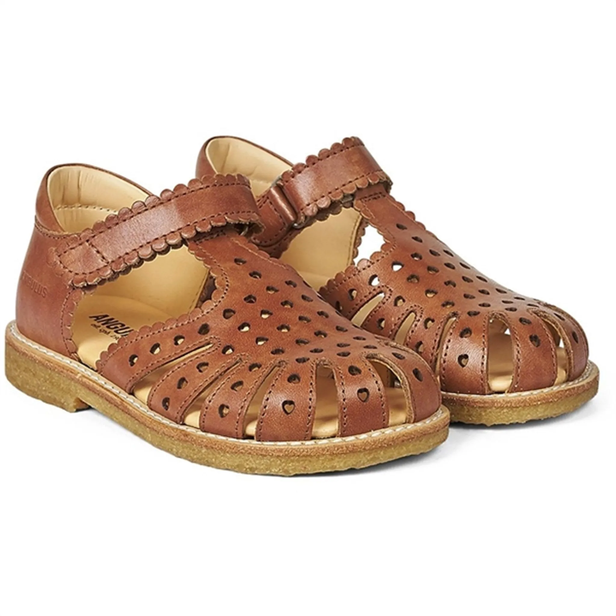 Angulus Sandale W. mit Klettverschluss und Herzen in Beige