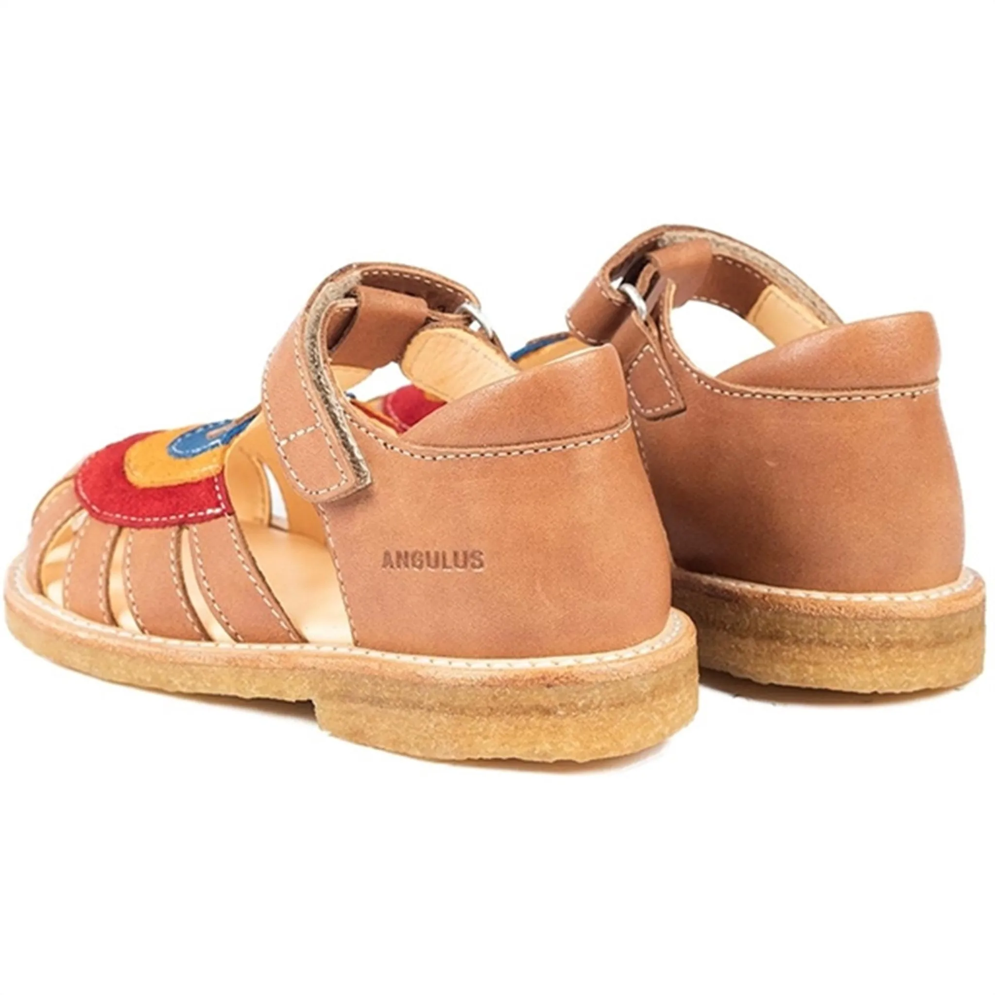 Angulus Sandalen Braun/Rot/Sonnengelb/Hellblau