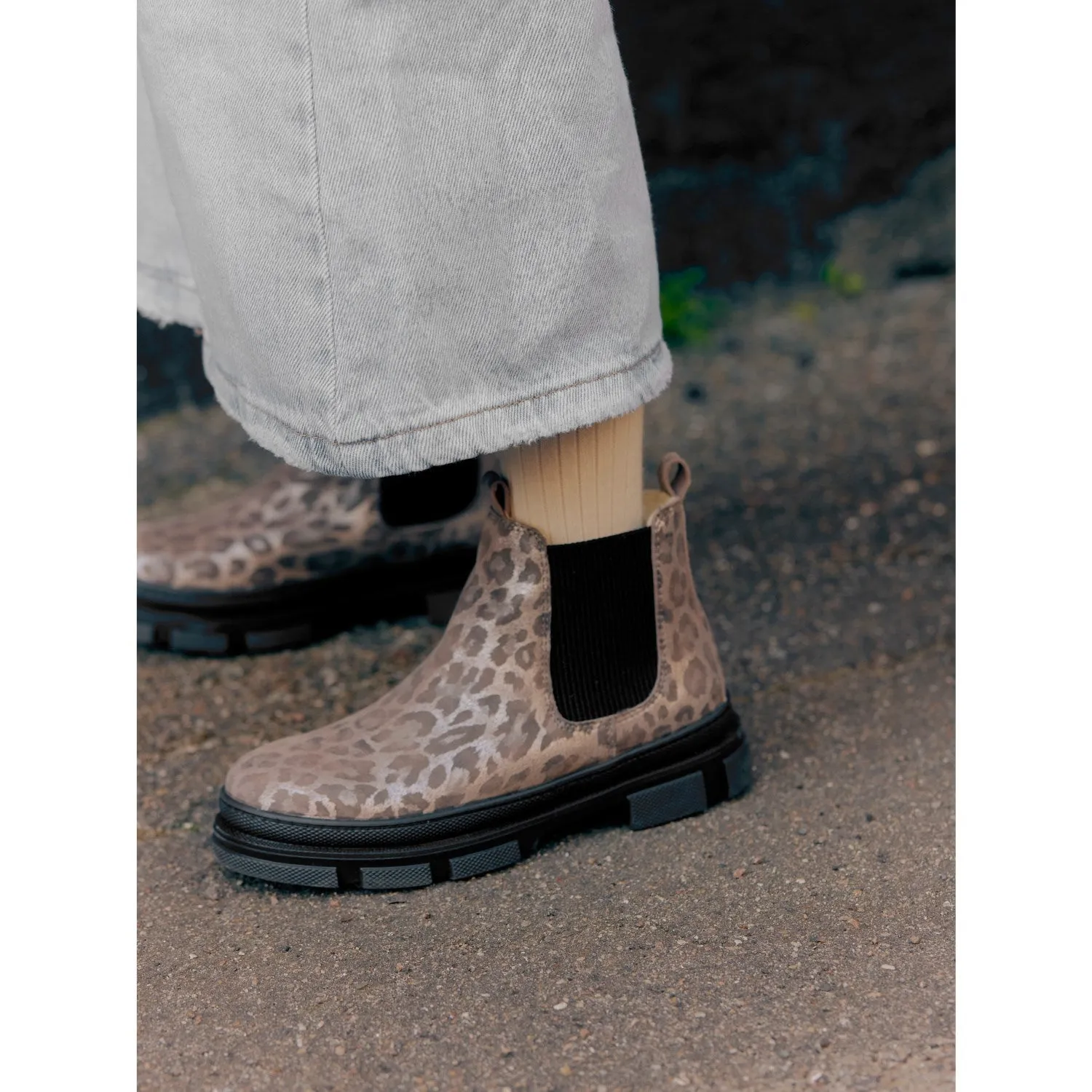 Angulus Silber Leo/Schwarz Chelsea Stiefel mit Elastik und Wollfutter