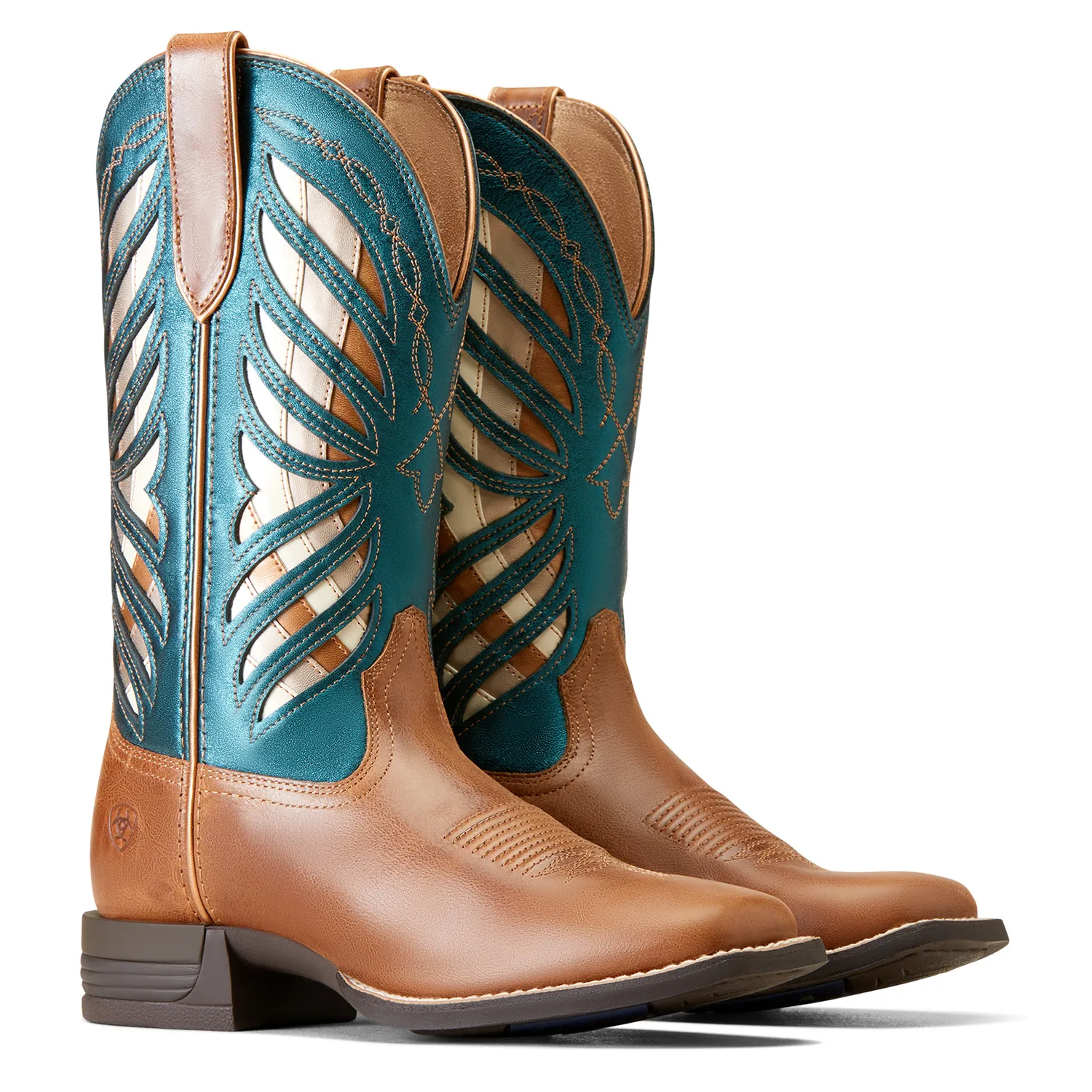 Ariat Damen Longview Westernstiefel Buttered Rum/Metallic Sea Ariat Schuhe