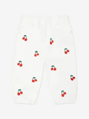 Weiße bestickte Kirschhosen für Baby-Mädchen
