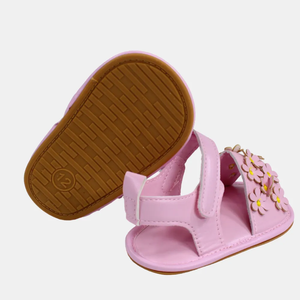 Ledersandalen für Babygirls – Blumenmuster