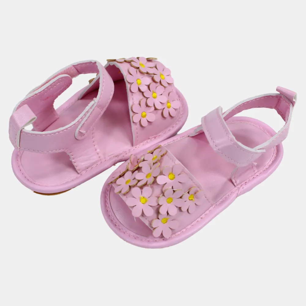 Ledersandalen für Babygirls – Blumenmuster