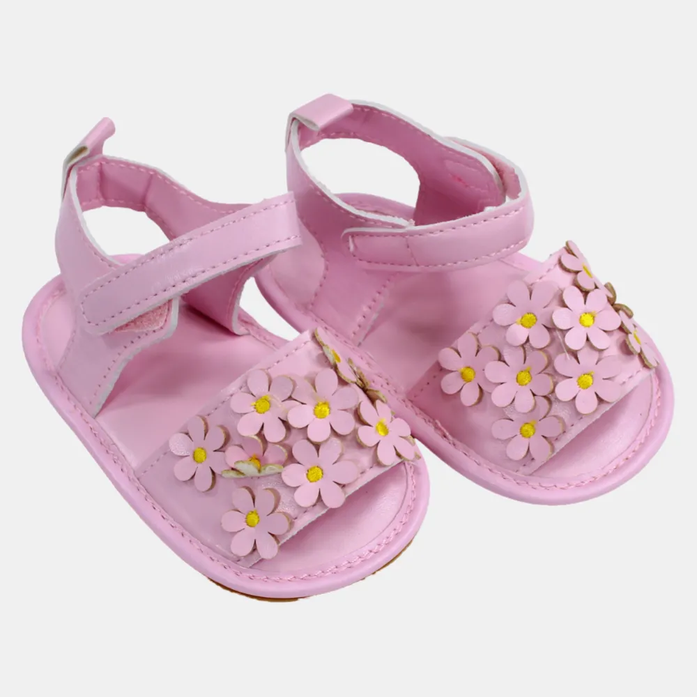 Ledersandalen für Babygirls – Blumenmuster