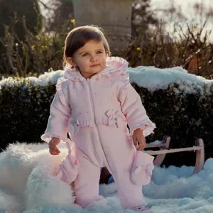 Baby-Mädchen Samt-Schneeanzug mit Schühchen und Fäustlingen