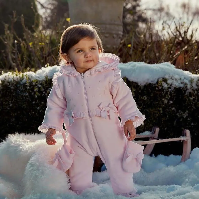 Baby-Mädchen Samt-Schneeanzug mit Schühchen und Fäustlingen
