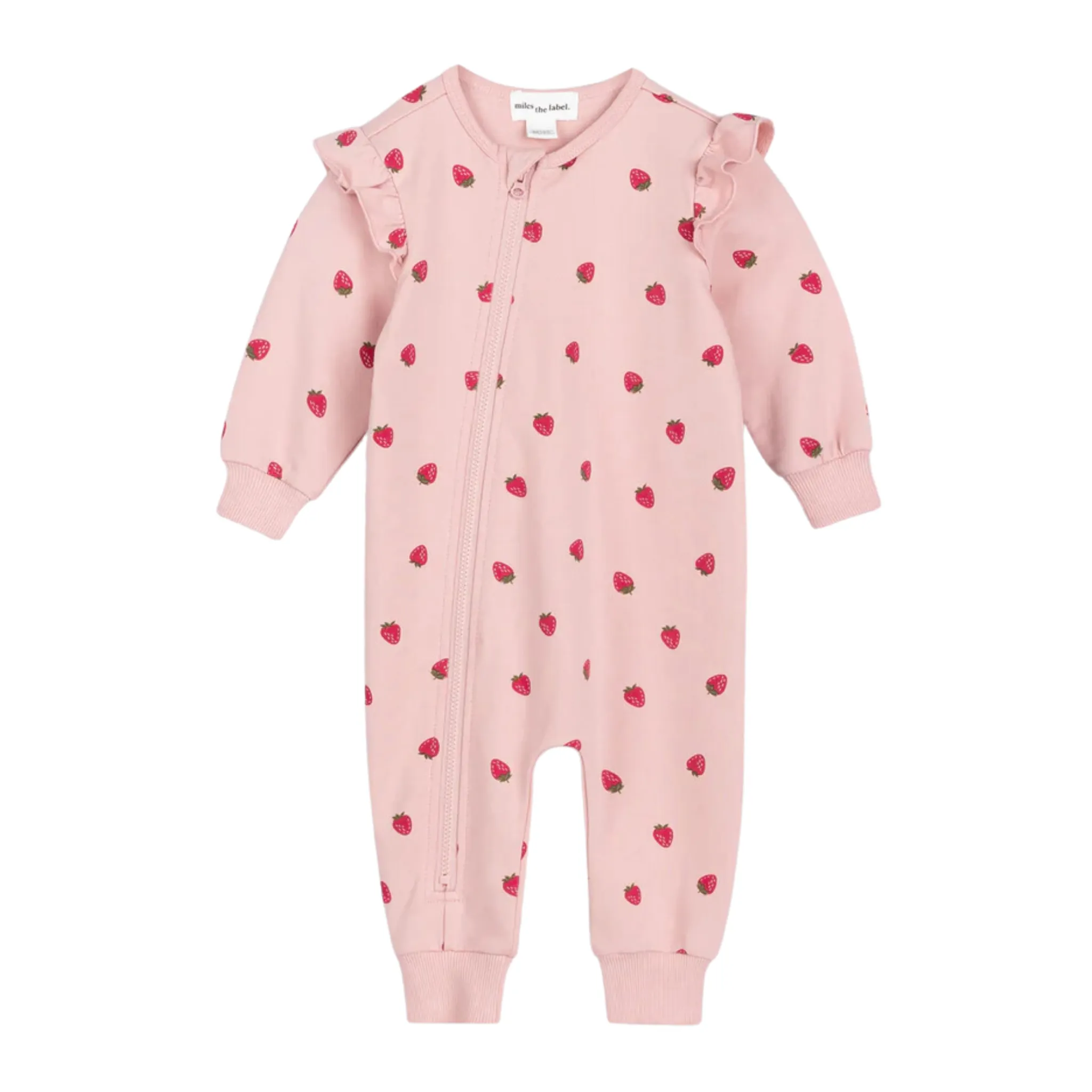 Baby Girls' Strampler - Erdbeer-Print auf Rosa von miles the label