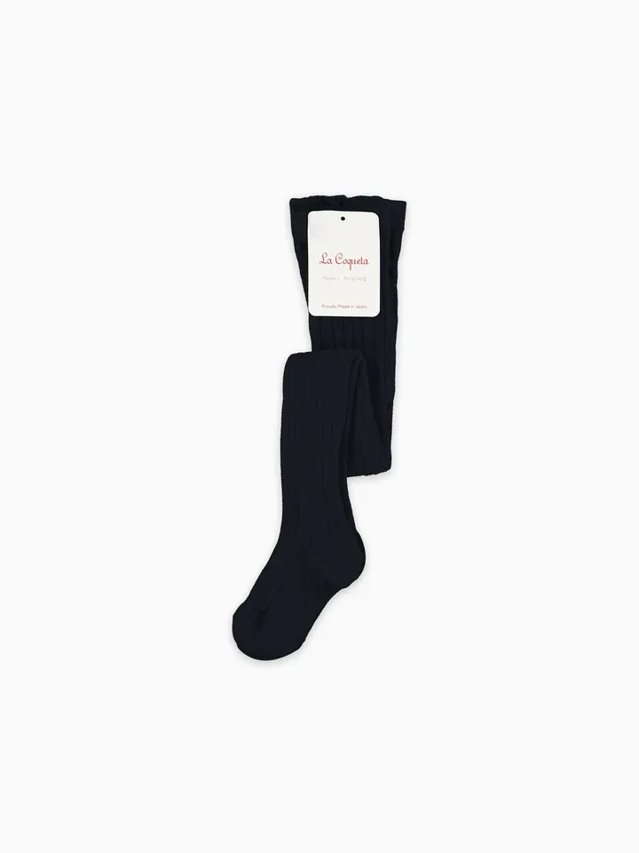 Baby Navy-Blau gerippte Strumpfhosen