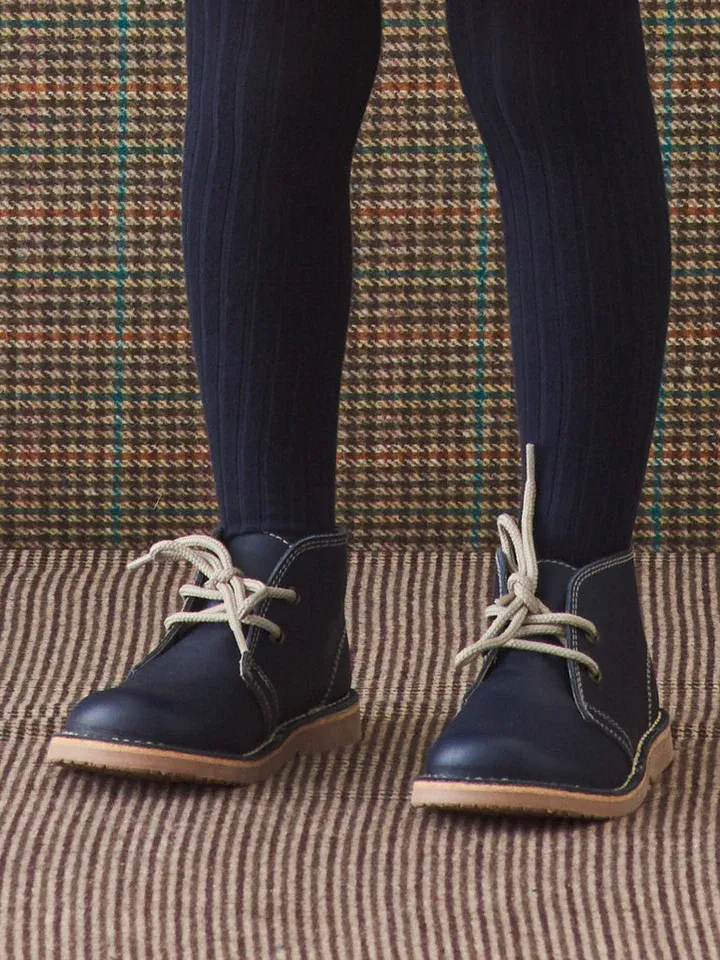 Baby Navy-Blau gerippte Strumpfhosen