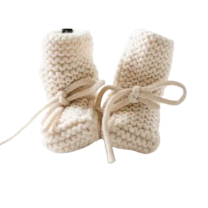 BELAN J Wollgestrickte Babyschuhe - Creme