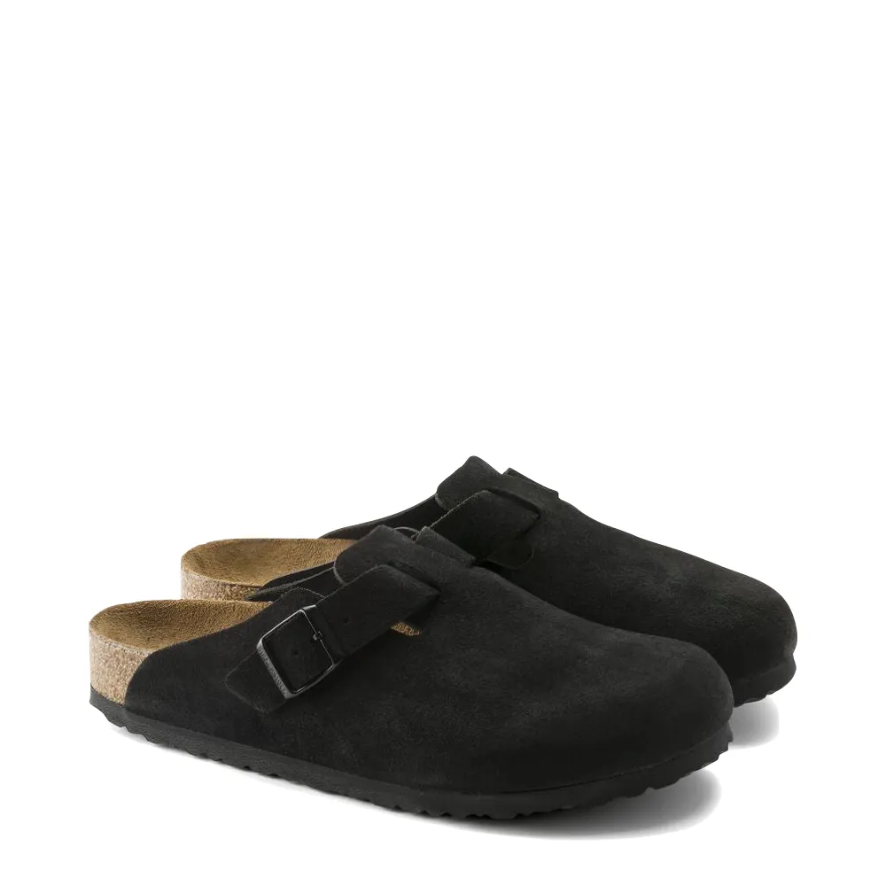 Birkenstock Boston Wildleder Clogs mit weicher Fußbettung in Schwarz