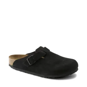 Birkenstock Boston Wildleder Clogs mit weicher Fußbettung in Schwarz