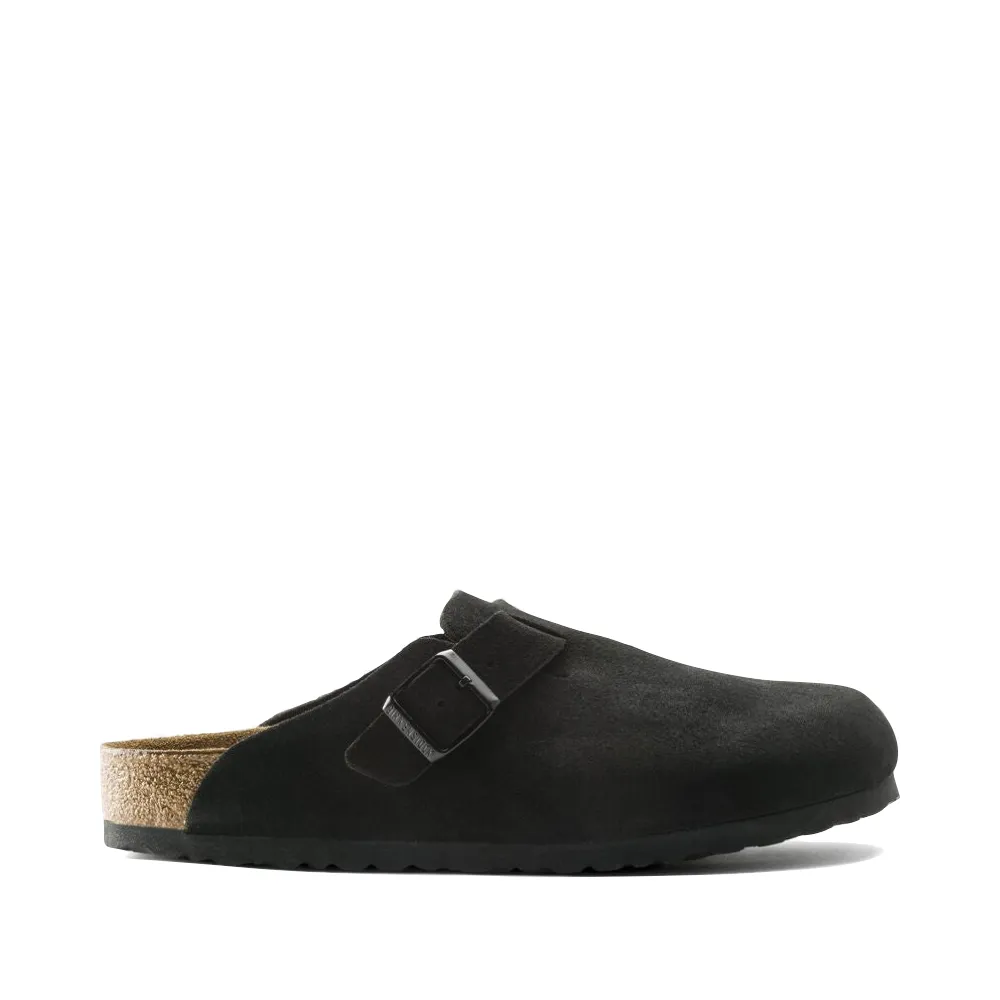 Birkenstock Boston Wildleder Clogs mit weicher Fußbettung in Schwarz