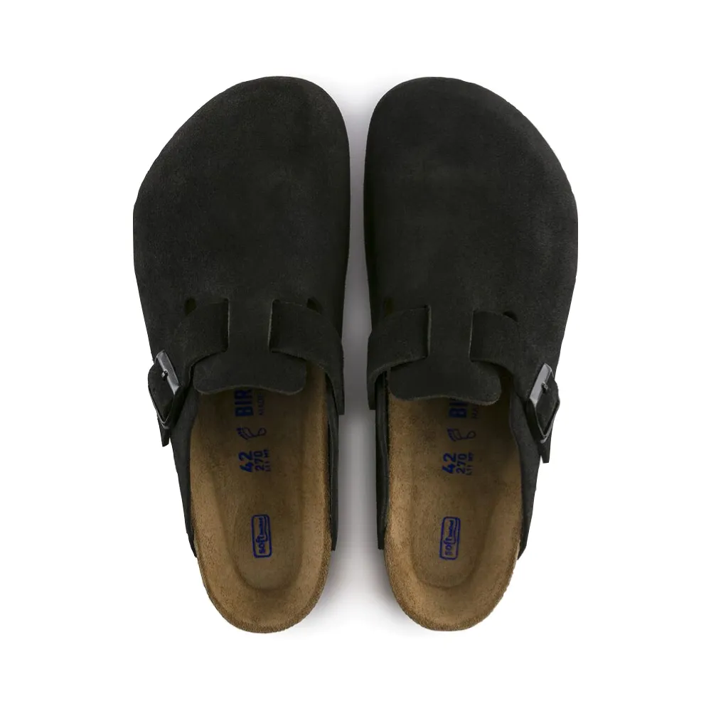 Birkenstock Boston Wildleder Clogs mit weicher Fußbettung in Schwarz