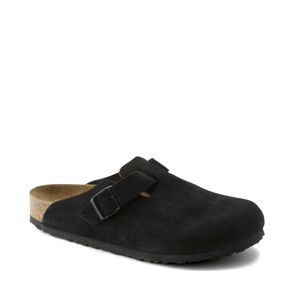 Birkenstock Boston Wildleder Clogs mit weicher Fußbettung in Schwarz