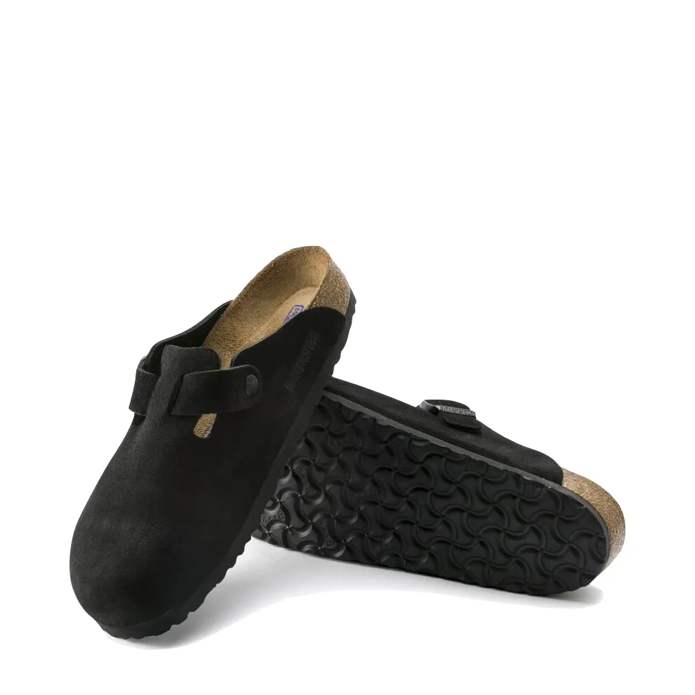 Birkenstock Boston Wildleder Clogs mit weicher Fußbettung in Schwarz