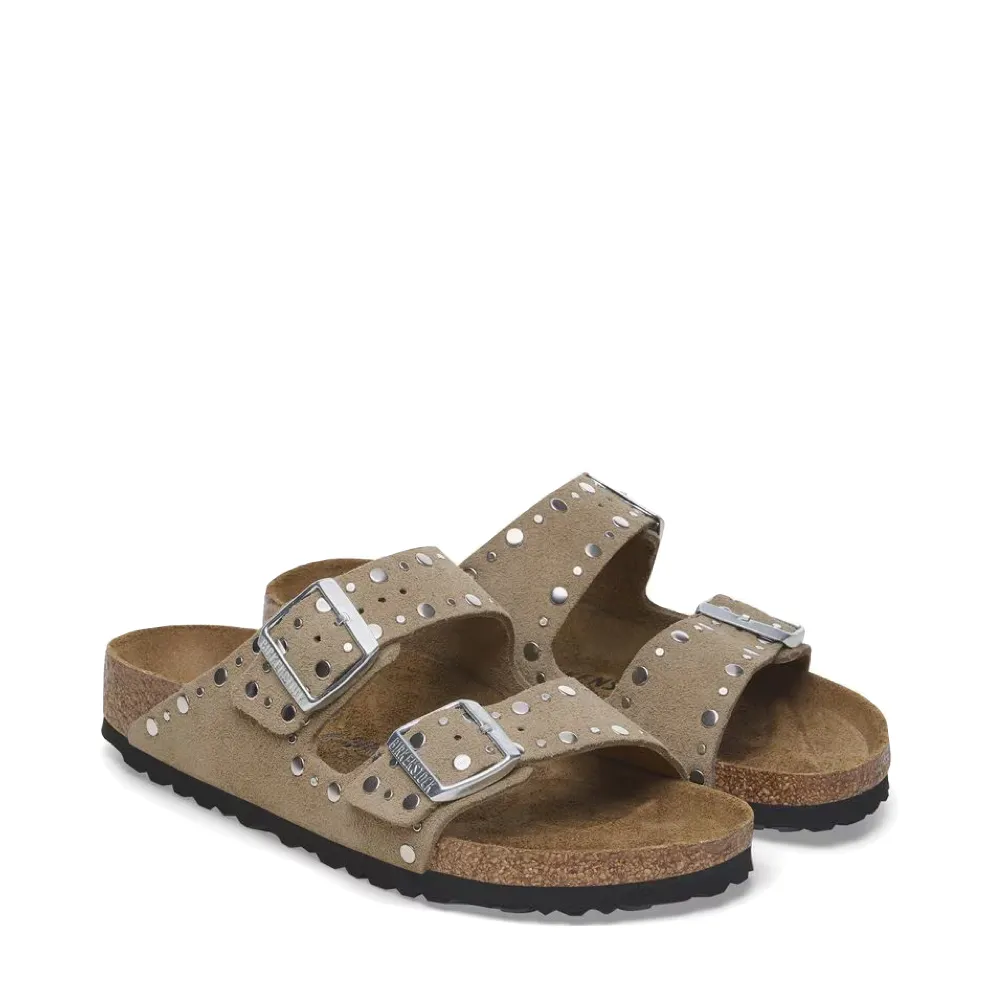 Birkenstock Damen Arizona Rivet Wildleder Sandale in Taube