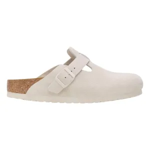 Birkenstock Damen Boston Antik Weiß Wildleder Weichbett