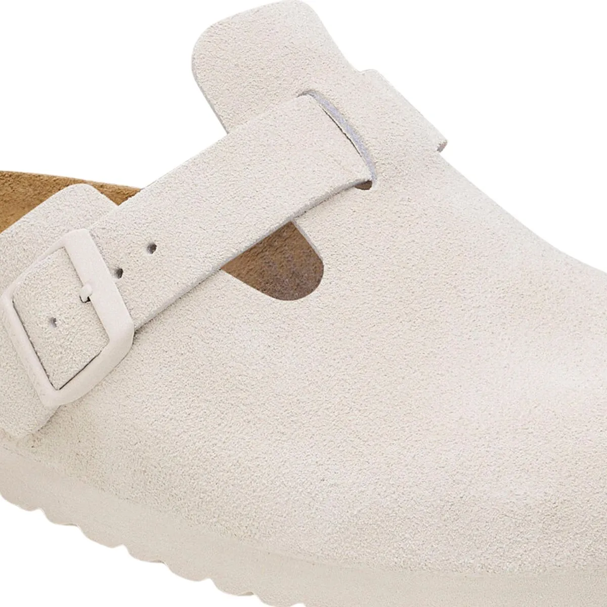 Birkenstock Damen Boston Antik Weiß Wildleder Weichbett