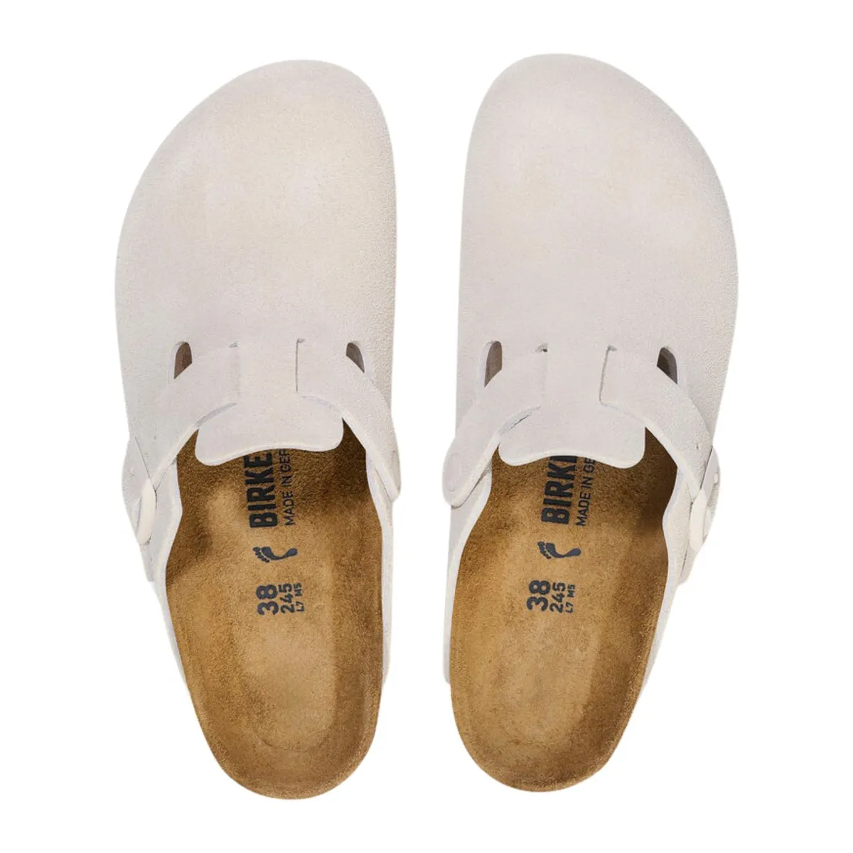 Birkenstock Damen Boston Antik Weiß Wildleder Weichbett