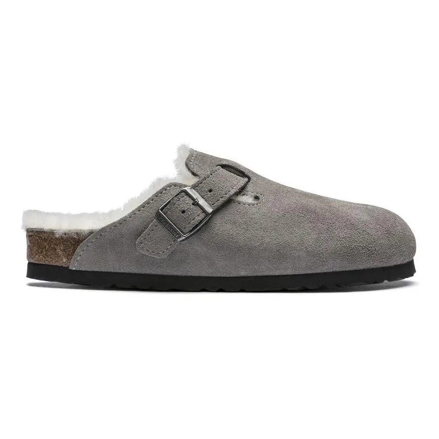 Birkenstock Damen Boston Shearling Stone Coin Wildleder