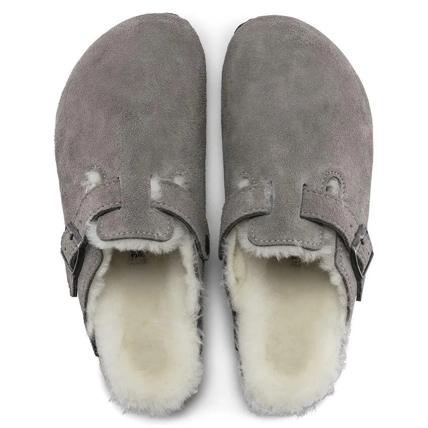 Birkenstock Damen Boston Shearling Stone Coin Wildleder