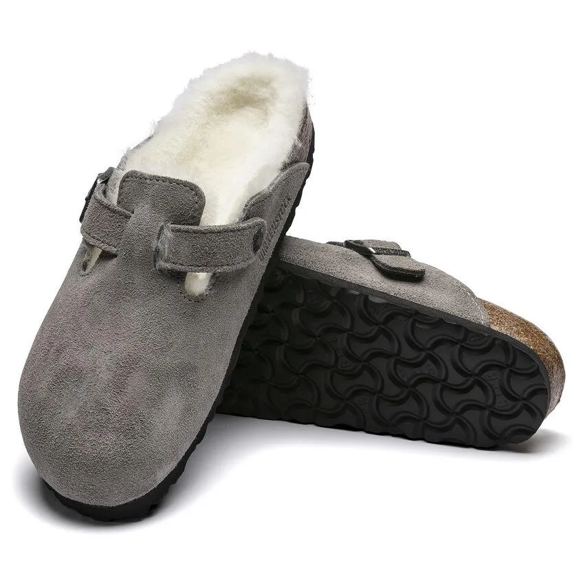 Birkenstock Damen Boston Shearling Stone Coin Wildleder