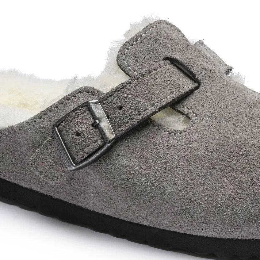 Birkenstock Damen Boston Shearling Stone Coin Wildleder