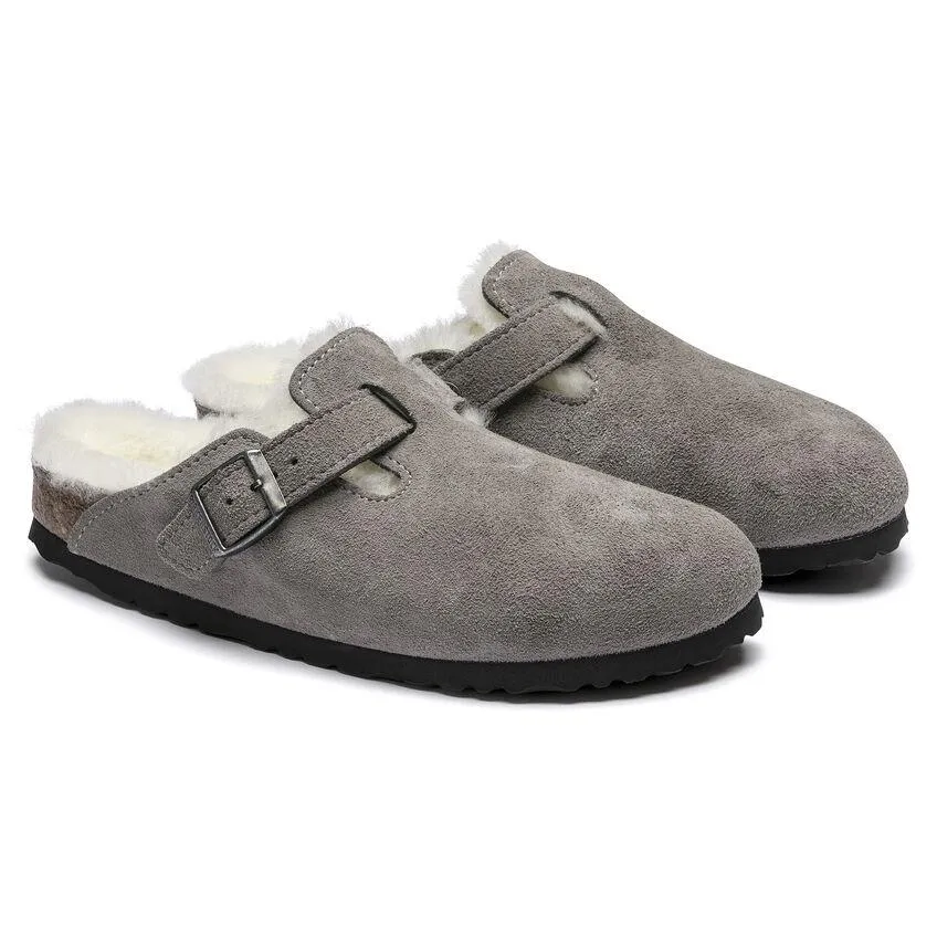 Birkenstock Damen Boston Shearling Stone Coin Wildleder