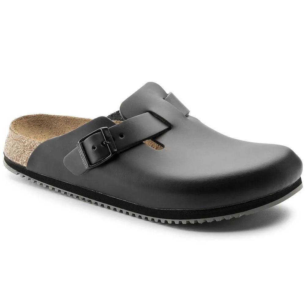 Birkenstock Damen Boston Super Grip Schwarz Leder