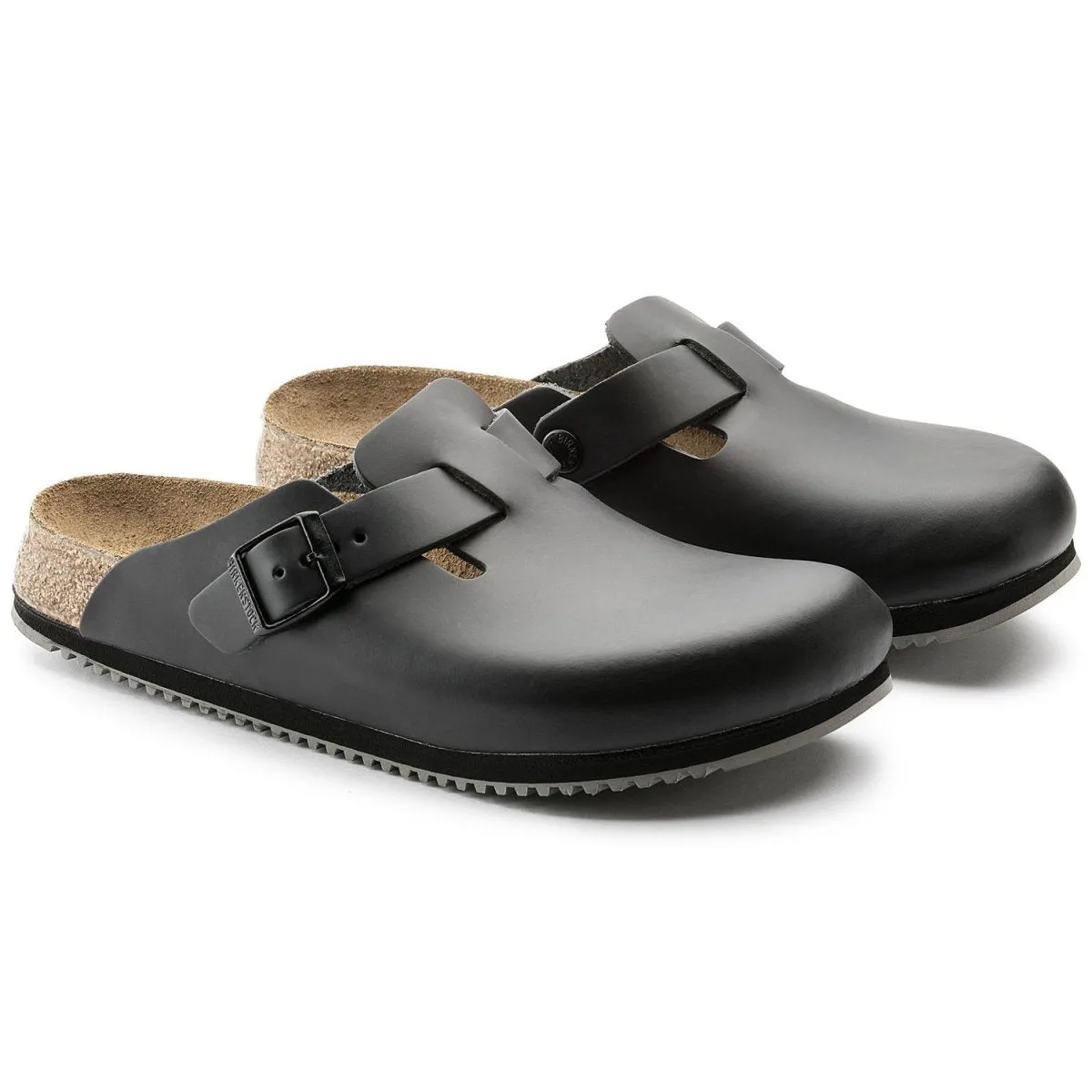 Birkenstock Damen Boston Super Grip Schwarz Leder