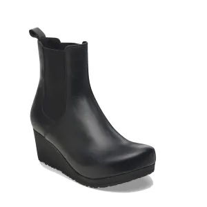 Birkenstock Damen Ebba Leder Slip-On Keilabsatz Stiefel in Schwarz
