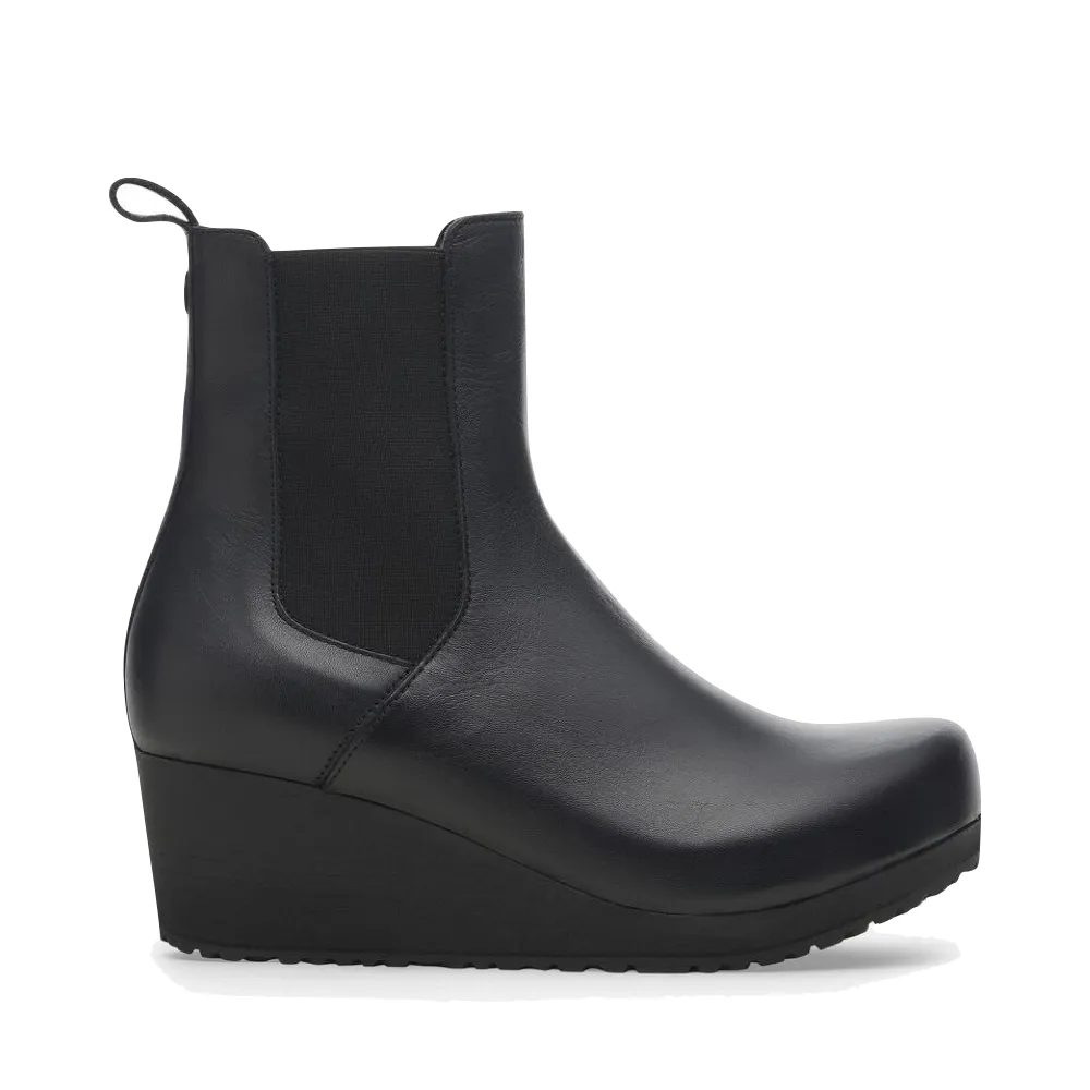 Birkenstock Damen Ebba Leder Slip-On Keilabsatz Stiefel in Schwarz