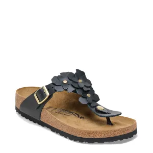 Birkenstock Damen Gizeh Blumen Leder Sandale in Schwarz