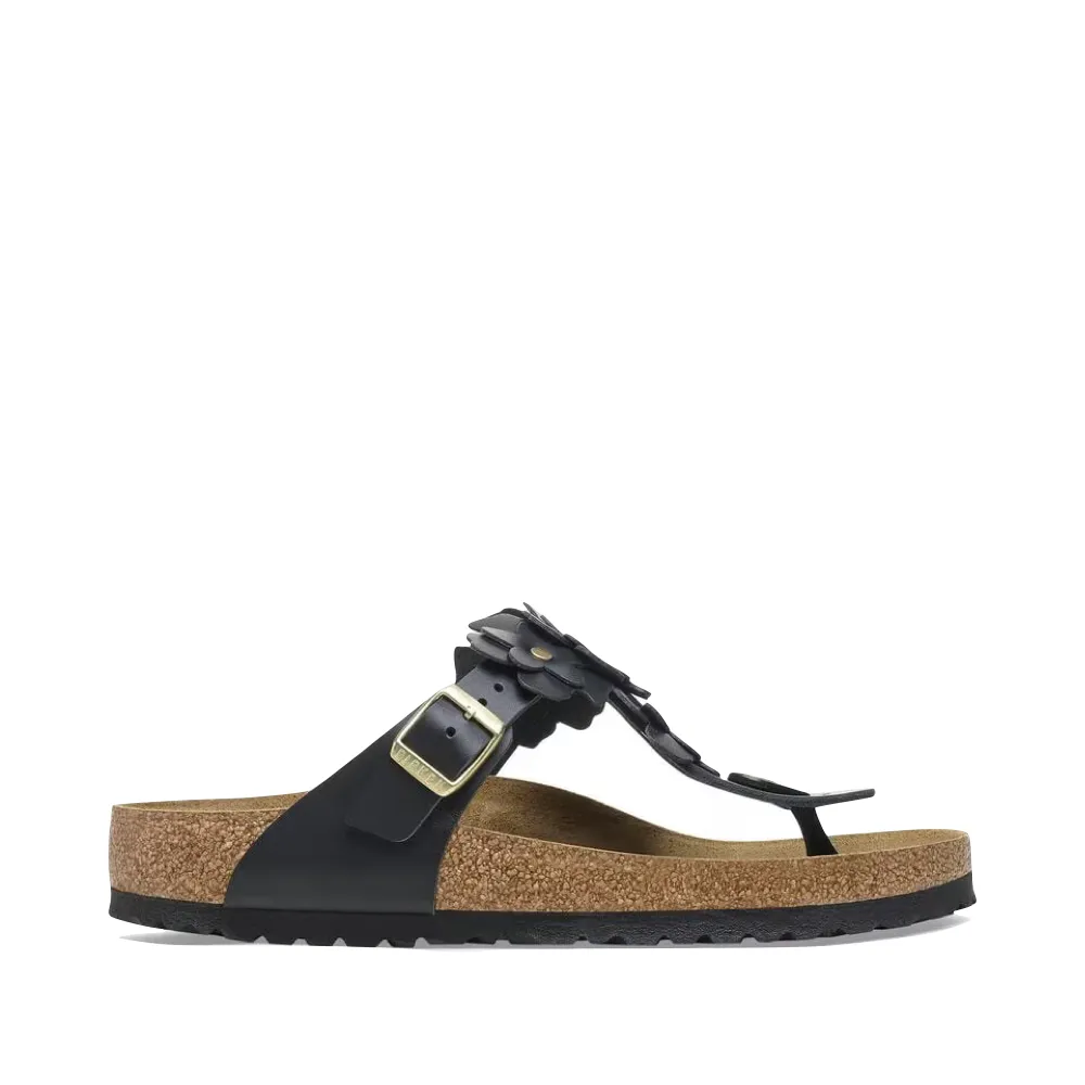 Birkenstock Damen Gizeh Blumen Leder Sandale in Schwarz