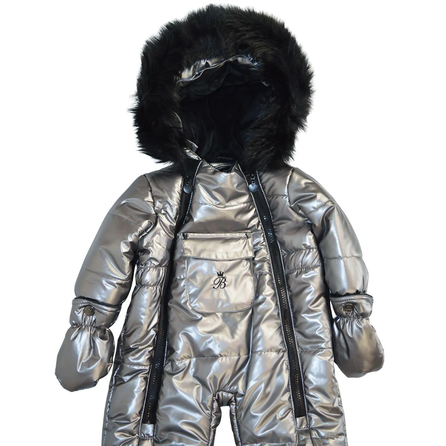 Blizz Baby Girls Silberner Puffy Schneeanzug - 1 Stück - (6 bis 24 Monate) - 24WBLI5439 Babykids Blizz