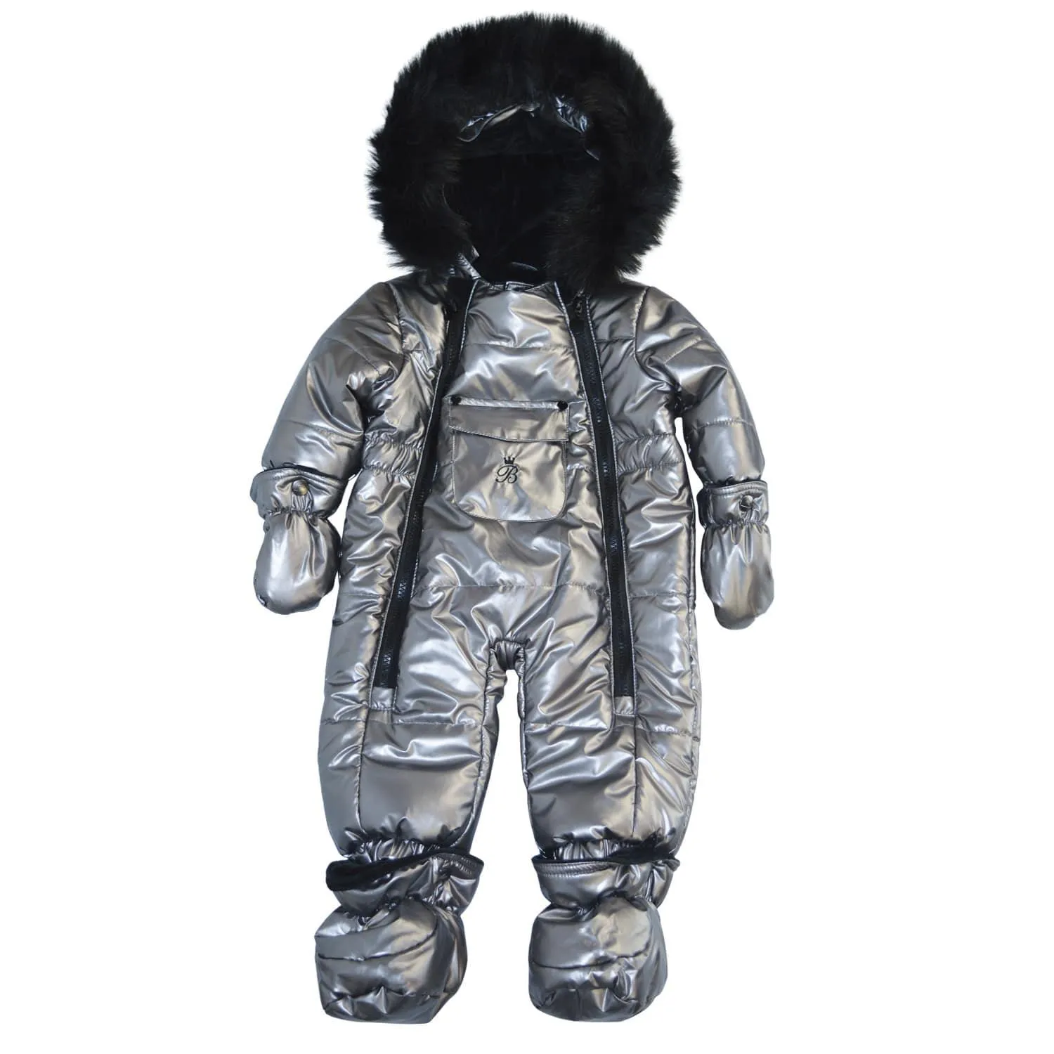Blizz Baby Girls Silberner Puffy Schneeanzug - 1 Stück - (6 bis 24 Monate) - 24WBLI5439 Babykids Blizz