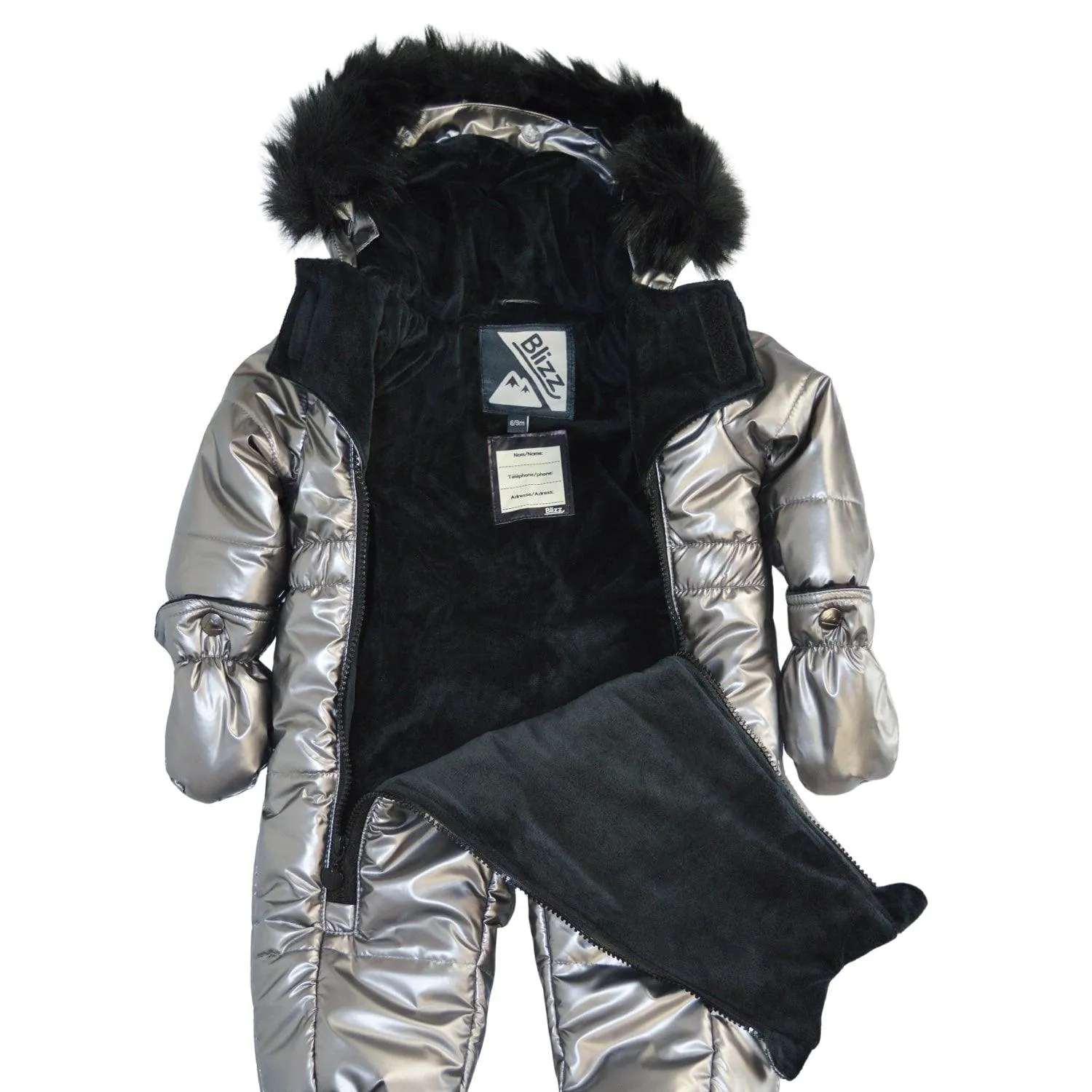 Blizz Baby Girls Silberner Puffy Schneeanzug - 1 Stück - (6 bis 24 Monate) - 24WBLI5439 Babykids Blizz