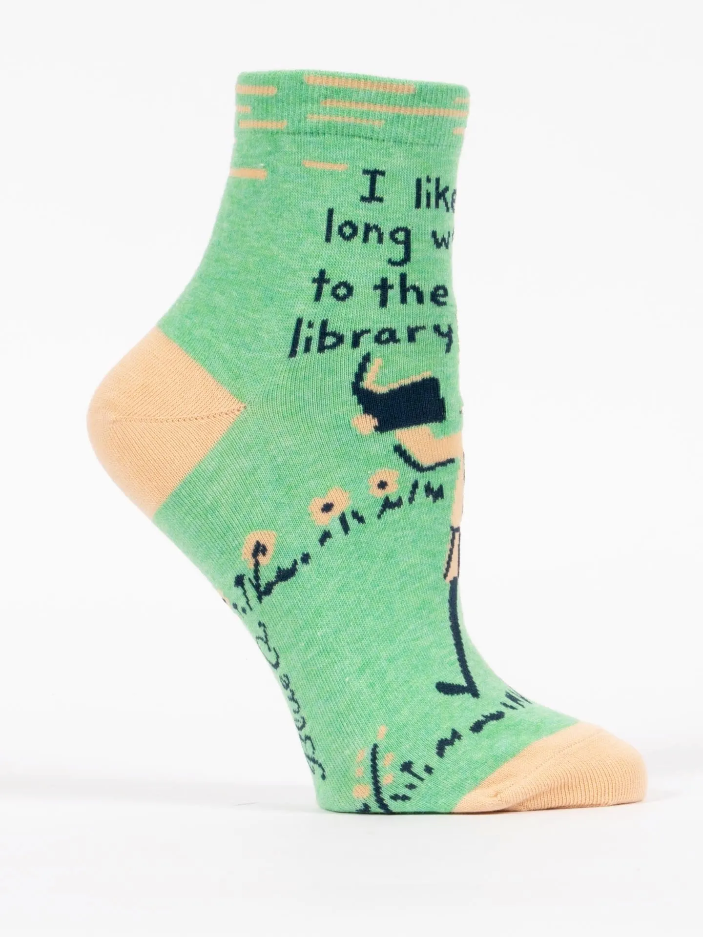 Blue Q Damen-Knöchelsocken - Ich mag lange Spaziergänge zur Bibliothek