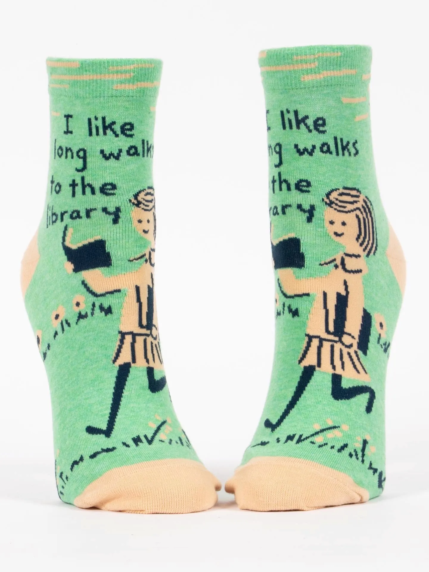 Blue Q Damen-Knöchelsocken - Ich mag lange Spaziergänge zur Bibliothek