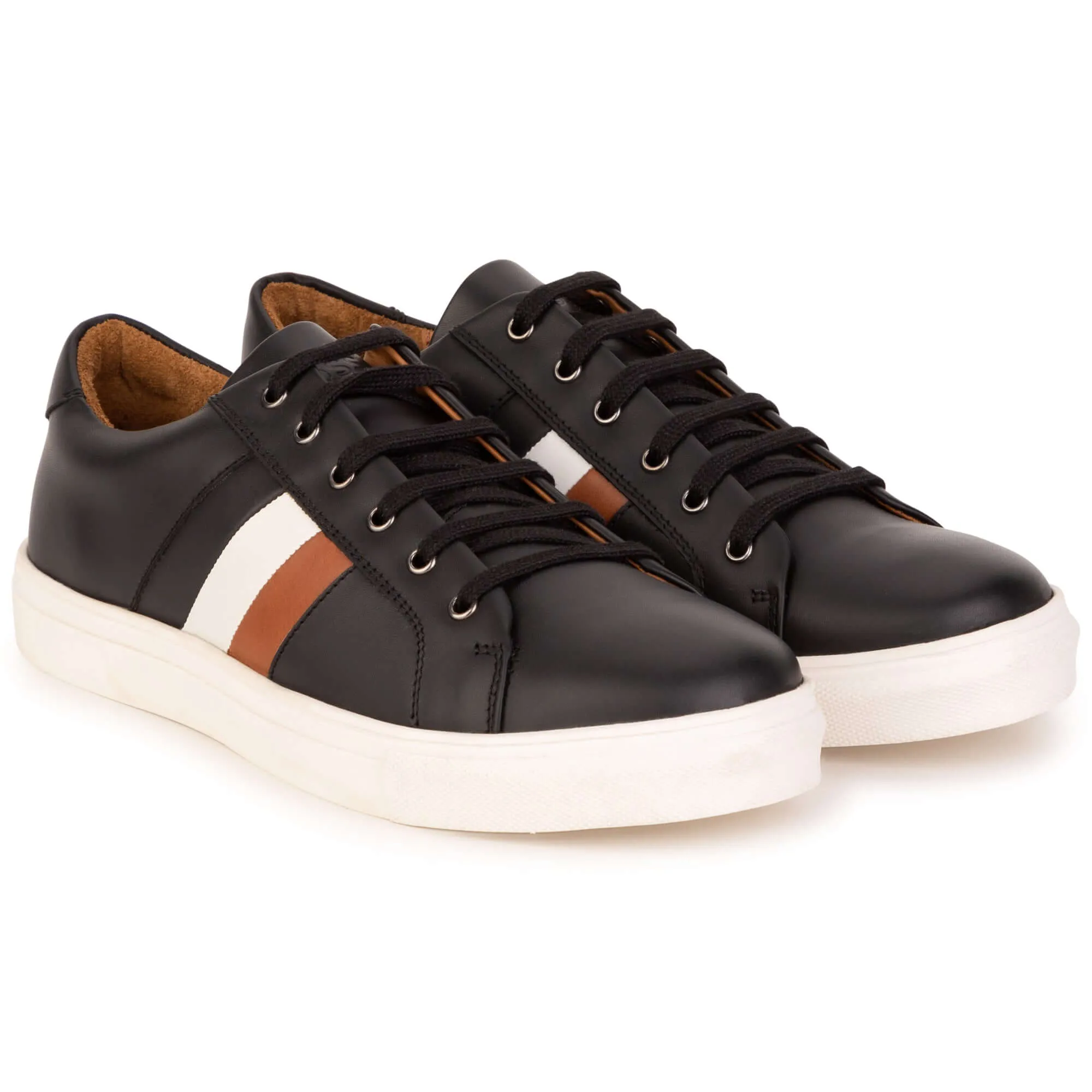 Jungen Schwarze Leder Turnschuhe