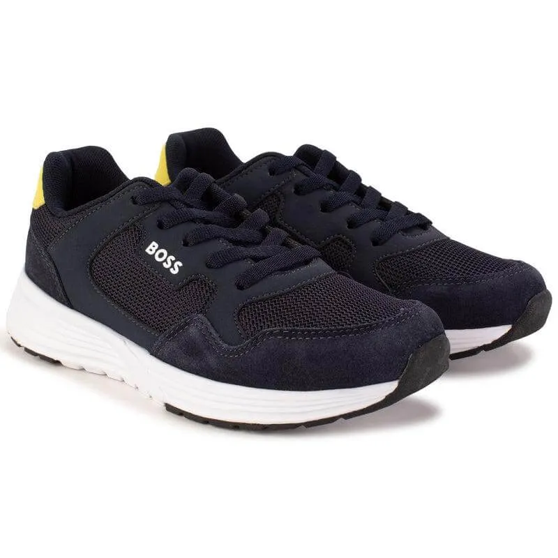 Jungen-Sneaker mit schwarzem Wildlederbesatz